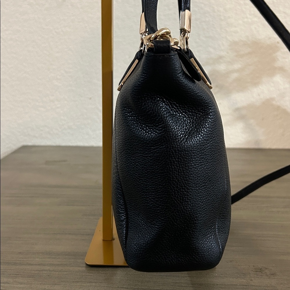 Coach Kelsey F33733 Black/ Gold Tone Hardware Pebble Leather Satchel - Picture 2 of 4